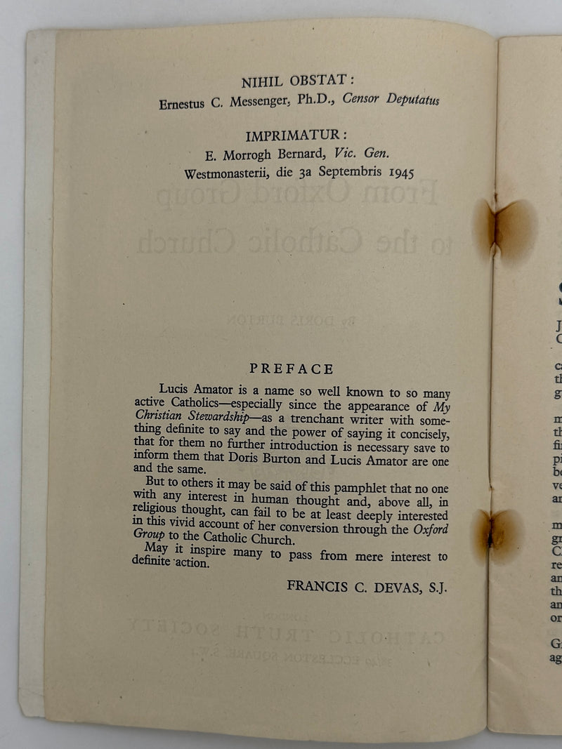 From Oxford Group to the Catholic Church by Doris Burton - 1948