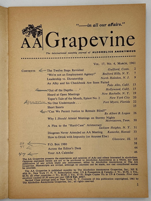 AA Grapevine from March 1961 - The Twelve Steps Revisited