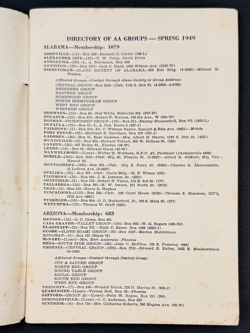 A.A. Group Directory — Spring 1949