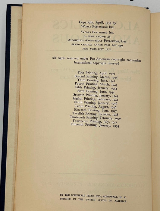 Alcoholics Anonymous — First Edition, Fifteenth Printing (January 1954) With Original Dust Jacket