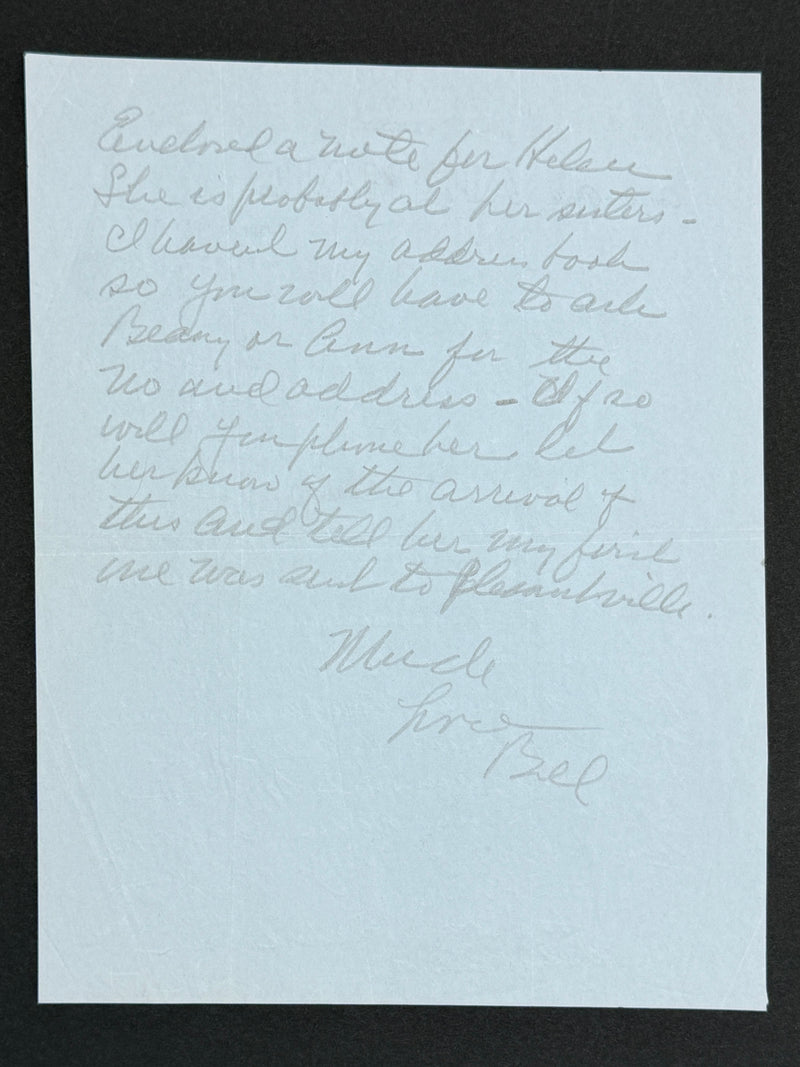 Handwritten Letter from Bill W. to Nell Wing