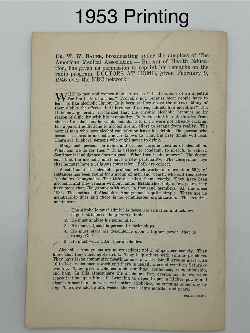 Medicine Looks at Alcoholics Anonymous — 4-Pamphlet Edition Set (1944 / 1946 / 1949 / 1953)