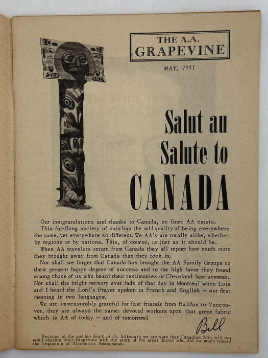 AA Grapevine from May 1951 - Canada Recovery Collectibles