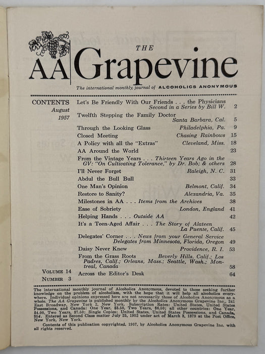 AA Grapevine from August 1957