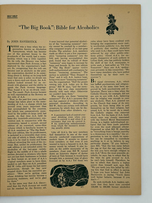 Saturday Review from August 1955 - The Big Book Bible for Alcoholics