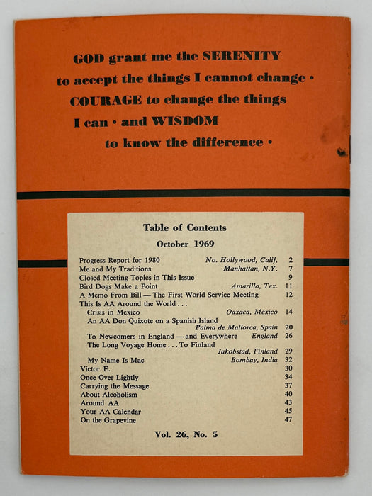 AA Grapevine from October 1969 - First World Service Meeting by Bill