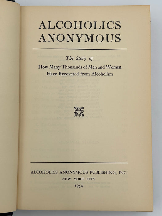 Alcoholics Anonymous First Edition 15th Printing from 1954 - ODJ Recovery Collectibles