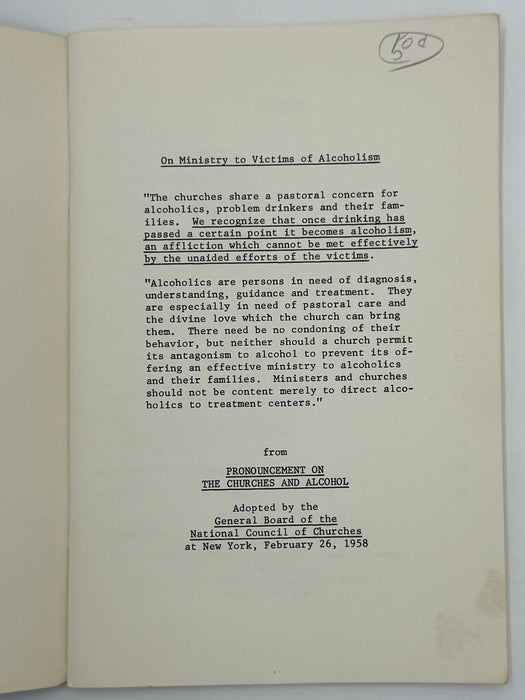 ALCOHOLISM: A GUIDE FOR THE CLERGY - THE NATIONAL COUNCIL ON ALCOHOLISM