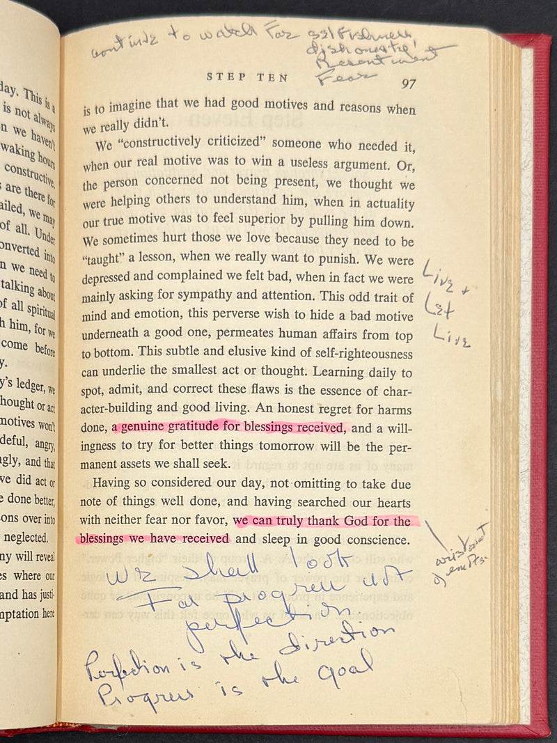 Twelve Steps and Twelve Traditions — First Edition, First Printing (1953) — Inscribed by Bill W. — Custom Bound