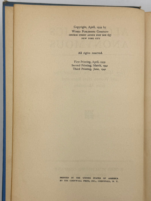 Alcoholics Anonymous First Edition Light Blue 3rd Printing from 1942 - RDJ