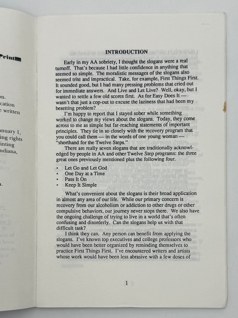The Slogans: Basic Tools for Successful Recovery by Mel B. - 2nd Printing from 1994
