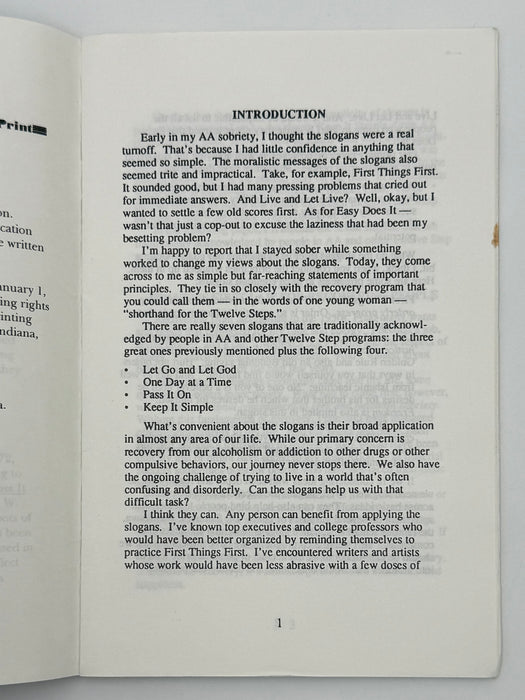 The Slogans: Basic Tools for Successful Recovery by Mel B. - 2nd Printing from 1994