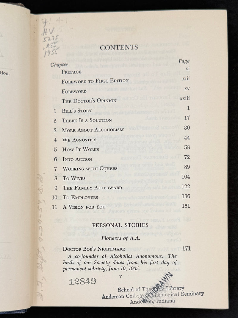 Alcoholics Anonymous Second Edition — First Printing (1955) | Reproduction Dust Jacket