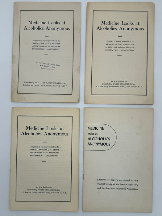 Medicine Looks at Alcoholics Anonymous — 4-Pamphlet Edition Set (1944 / 1946 / 1949 / 1953)