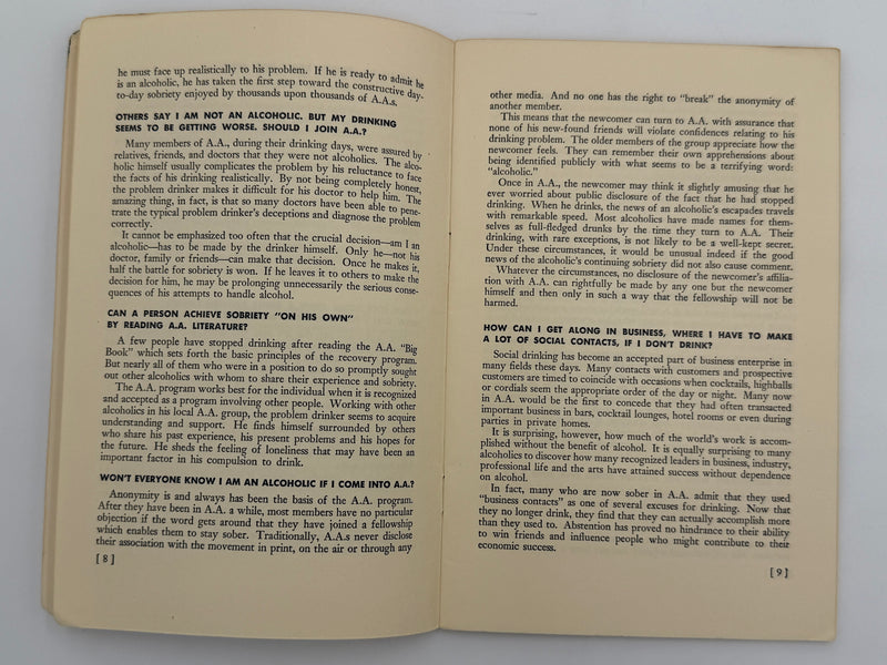 A.A. - 44 Questions and Answers About the Program of Recovery From Alcoholism - 1953 Pamphlet
