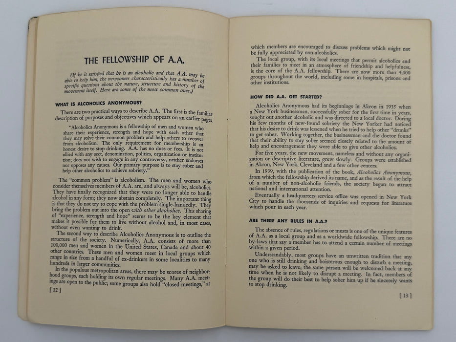 A.A. - 44 Questions and Answers About the Program of Recovery From Alcoholism - 1953 Pamphlet