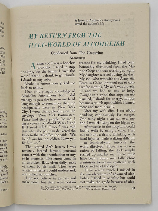 Reader’s Digest - My Return From the Half-World of Alcoholism from January 1946