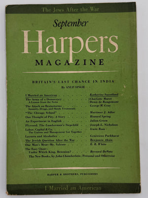 Harper’s Magazine — September 1941 Featuring “Laymen and Alcoholics” by Genevieve Parkhurst