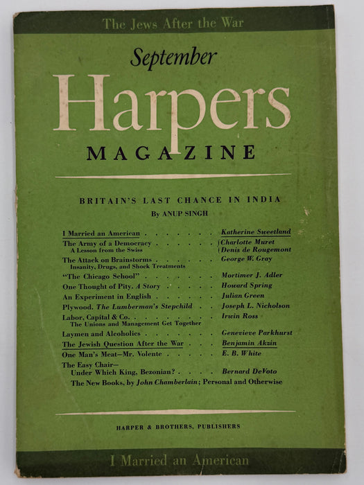 Harper’s Magazine — September 1941 Featuring “Laymen and Alcoholics” by Genevieve Parkhurst