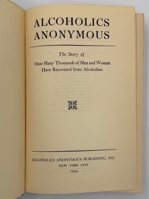 Alcoholics Anonymous — First Edition, Fifteenth Printing (January 1954)