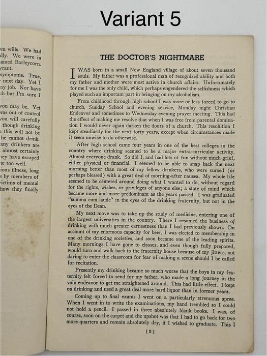 Alcoholics Anonymous 1943–1944 Early Pamphlet — Complete Set of Six Variants