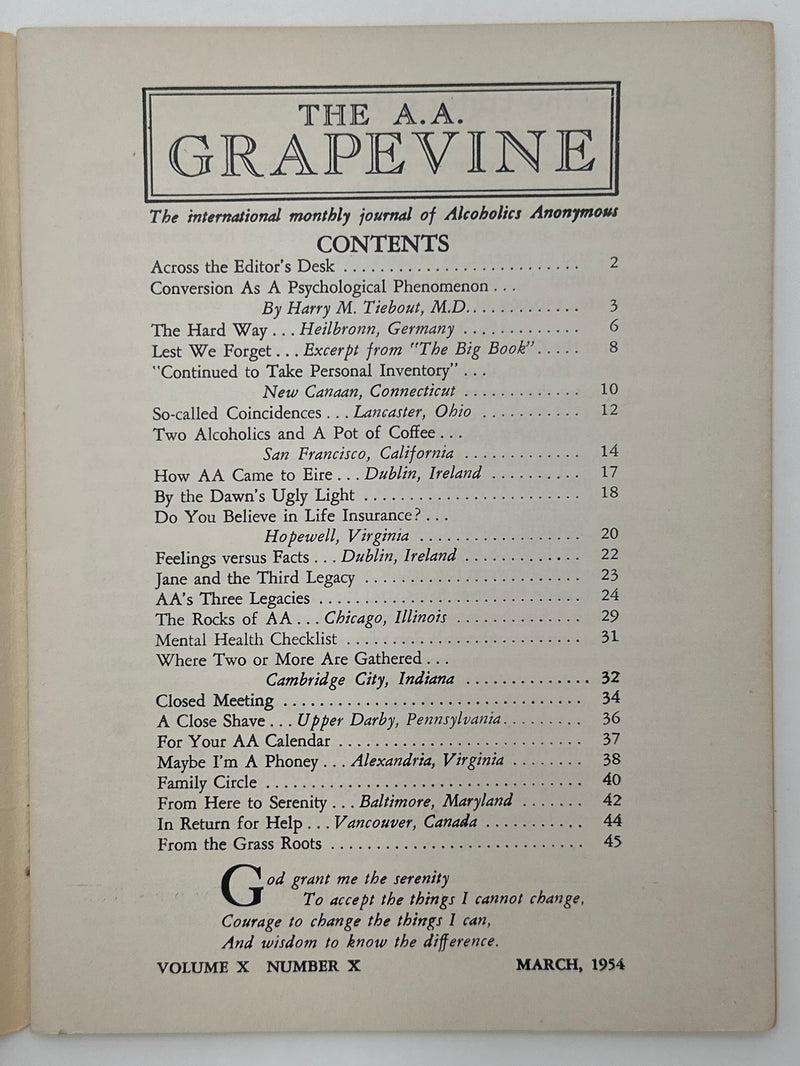 AA Grapevine from March 1954 - Conversion As A Psychological Phenomenon