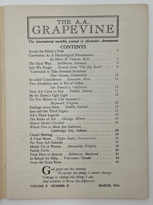 AA Grapevine from March 1954 - Conversion As A Psychological Phenomenon