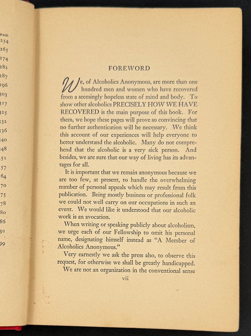 Alcoholics Anonymous — First Edition, First Printing | April 1939