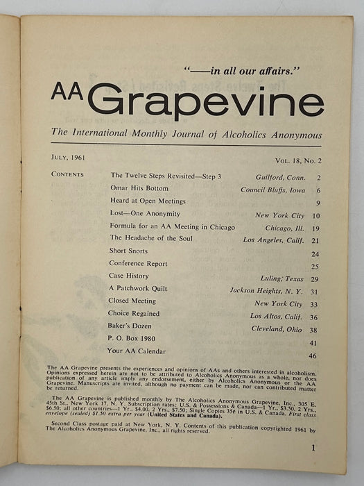 AA Grapevine from July 1961 - The 12 Steps Revisited