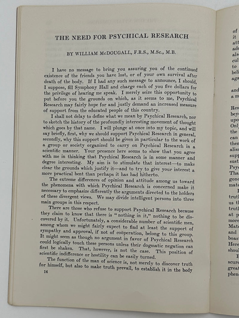 Addresses by Drs. Worcester and McDougall - 1926