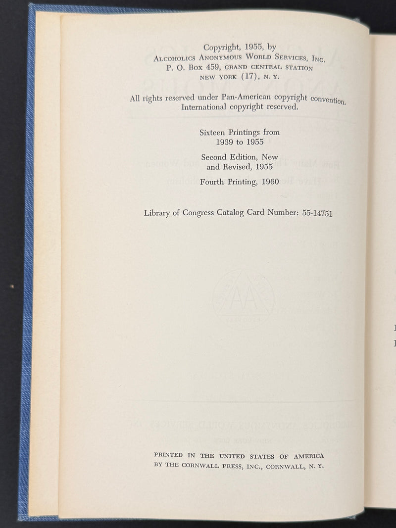 Alcoholics Anonymous Second Edition 4th Printing from 1960 - ODJ