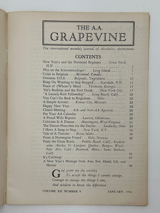 AA Grapevine from January 1956