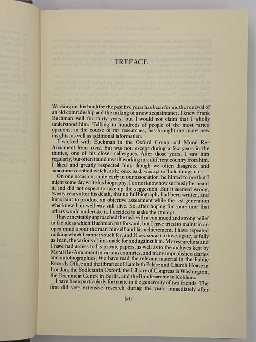 Frank Buchman: a life by Garth Lean - First Printing 1985 - ODJ