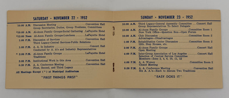 First Southern California Conference of Alcoholics Anonymous — Long Beach, California — November 22–23, 1952