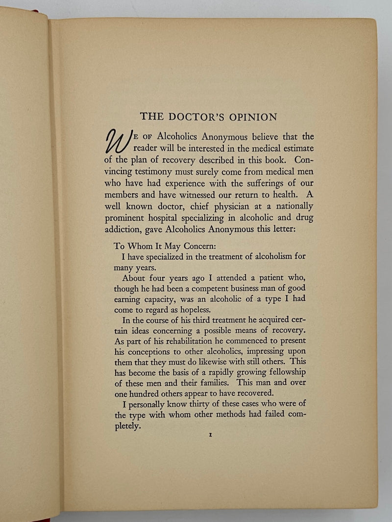 Alcoholics Anonymous First Edition First Printing from 1939