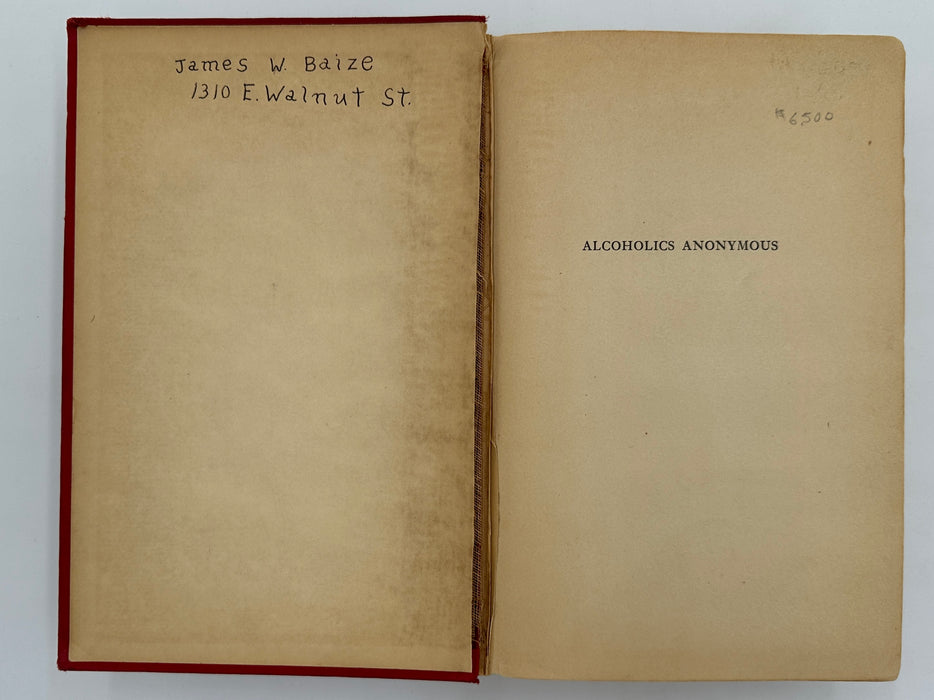 Alcoholics Anonymous First Edition First Printing from 1939