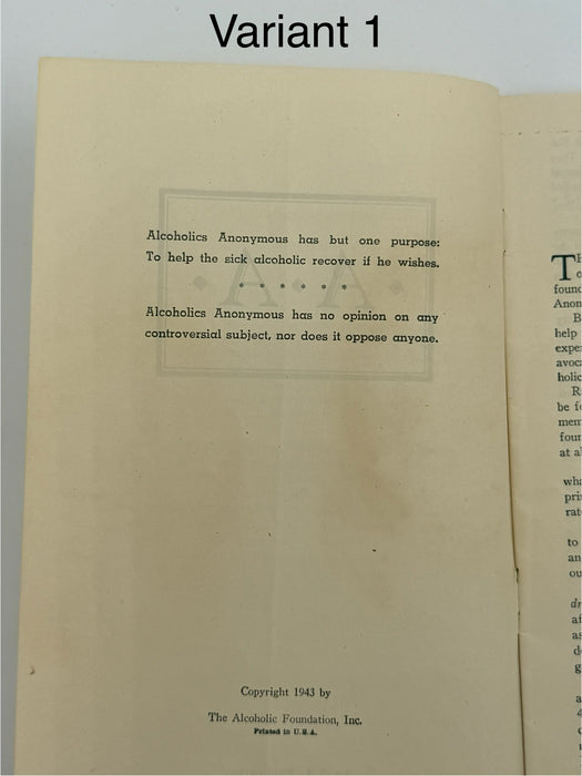 Alcoholics Anonymous 1943–1944 Early Pamphlet — Complete Set of Six Variants