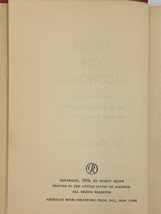 Primer On Alcoholism by Marty Mann - First Edition First Printing from 1950 - ODJ