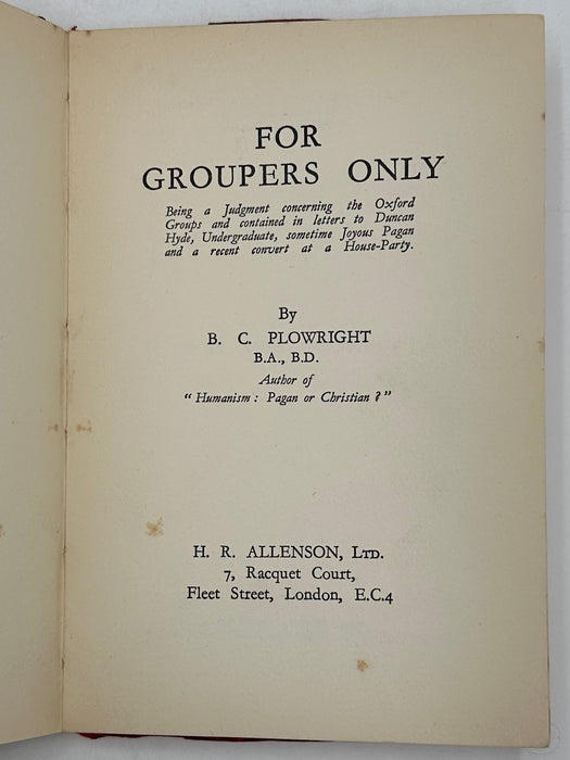 For Groupers Only by B.C. Plowright - 1933 West Coast Collection