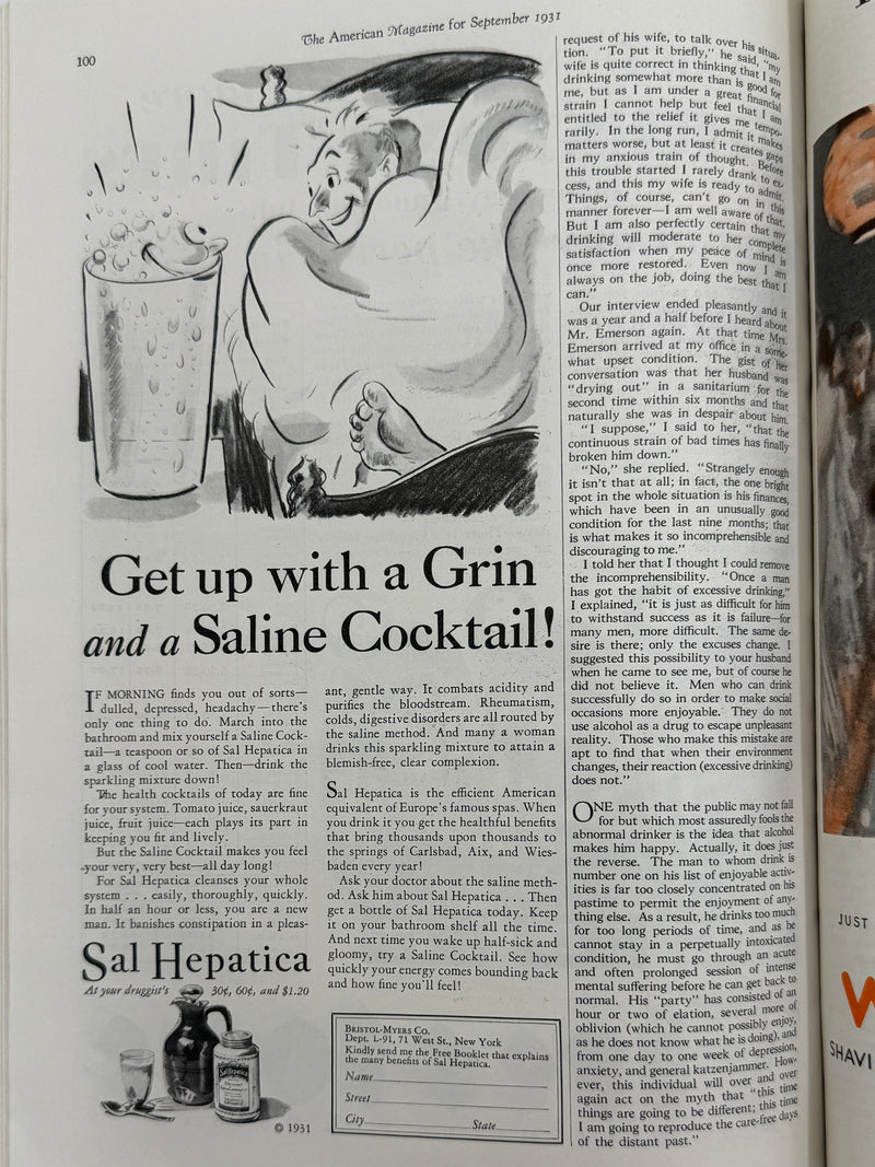 The American Magazine - Includes 'Why Men Drink' by Richard Peabody - September 1931