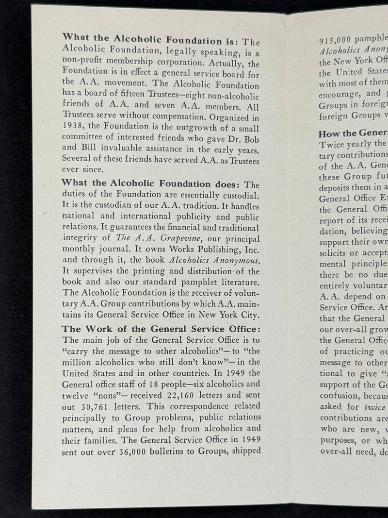 The Alcoholic Foundation — circa 1950 | Early A.A. Service Pamphlet