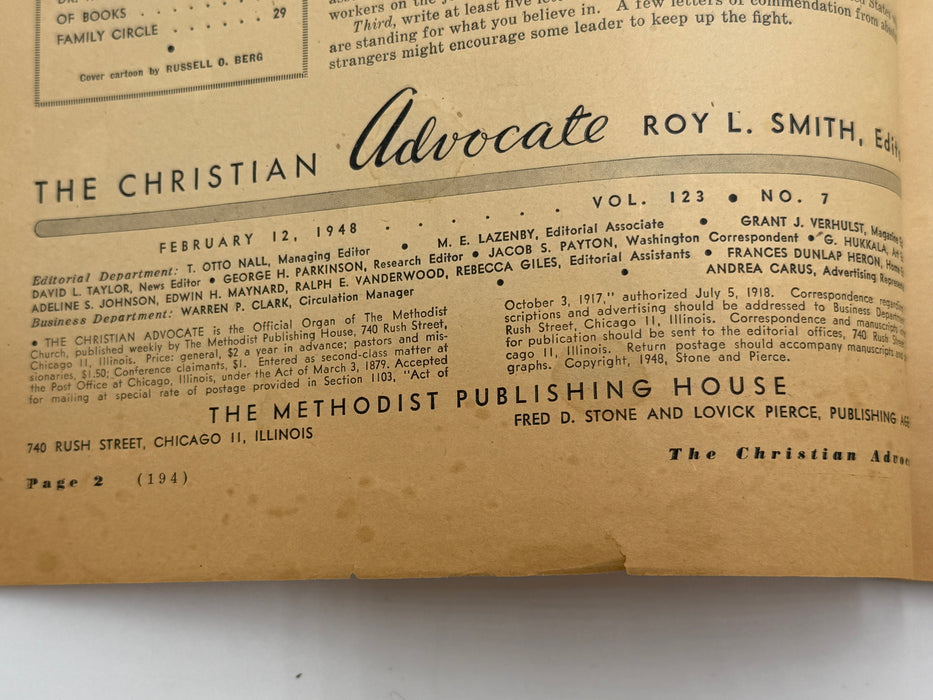 The Christian Advocate — Temperance Issue (February 12, 1948)