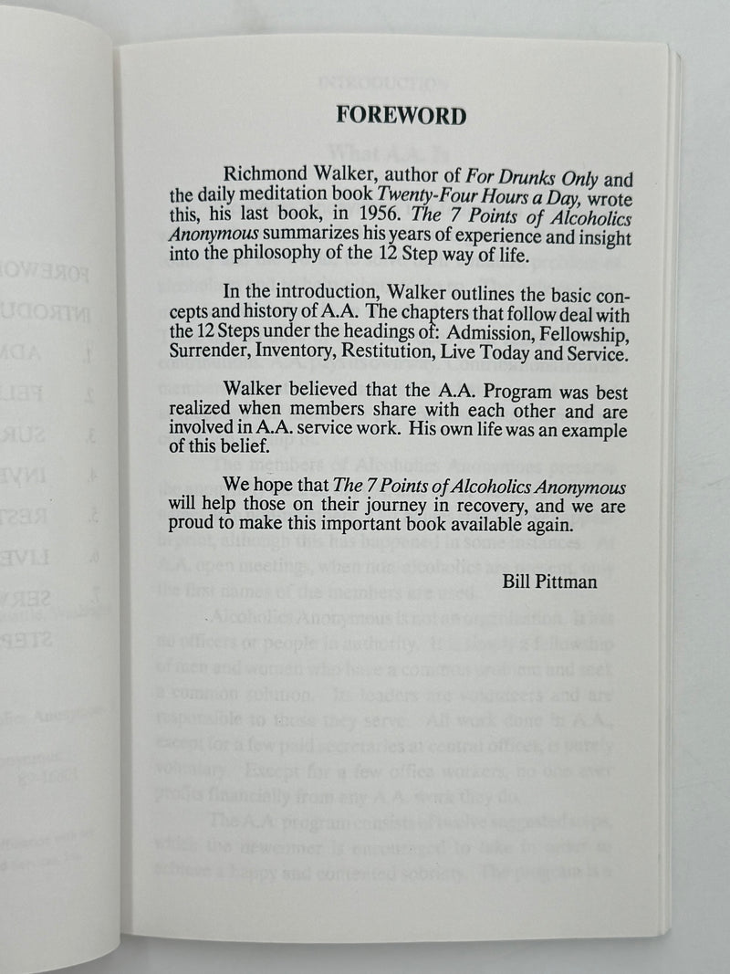 The 7 Points of Alcoholics Anonymous by Richmond Walker