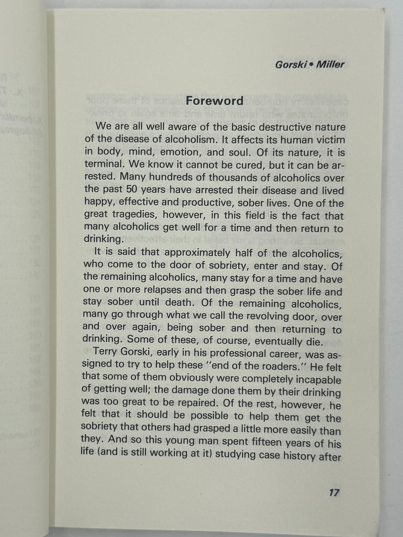 Staying Sober by Terence T. Gorski and Marlene Miller