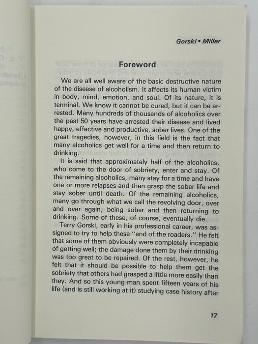Staying Sober by Terence T. Gorski and Marlene Miller