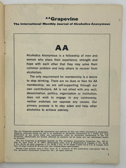 AA Grapevine from June 1966 - In Remembrance of Ebby by Bill