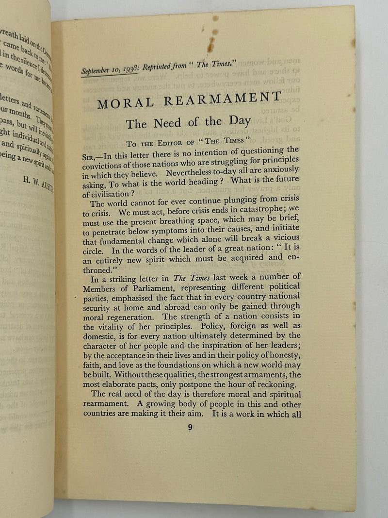 Moral Re-Armament: The Battle For Peace - edited by H.W. “Bunny” Austin