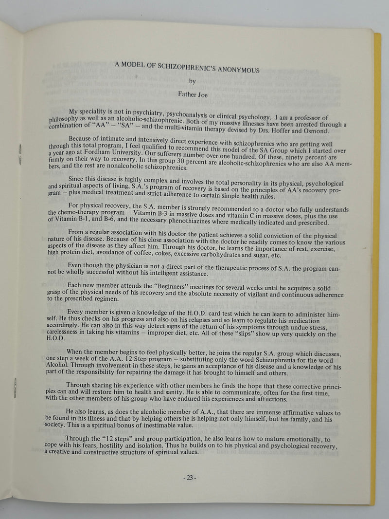 The Vitamin B-3 Therapy Communications - Signed by Bill W. & Dr. Abram Hoffer