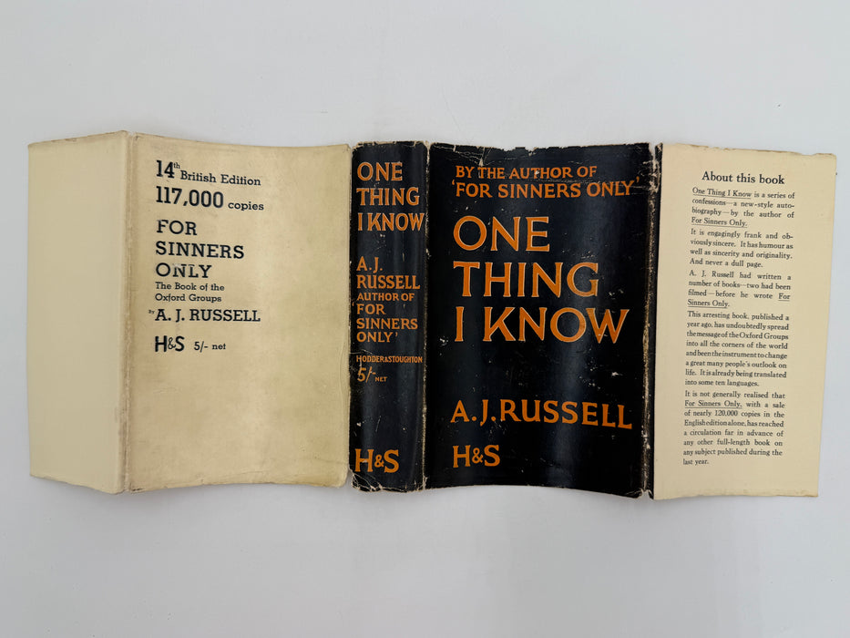 One Thing I Know by A.J. Russell - First Printing from 1933 - ODJ