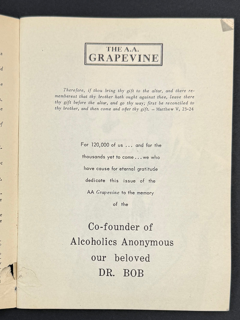 AA Grapevine — January 1951 | Tribute to Dr. Bob — Memorial Issue